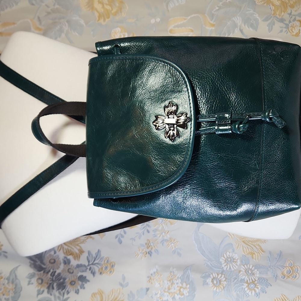 Patricia Nash Seluci Blue Coral Green Leather Backpack Nwt - Picture 2 of 11